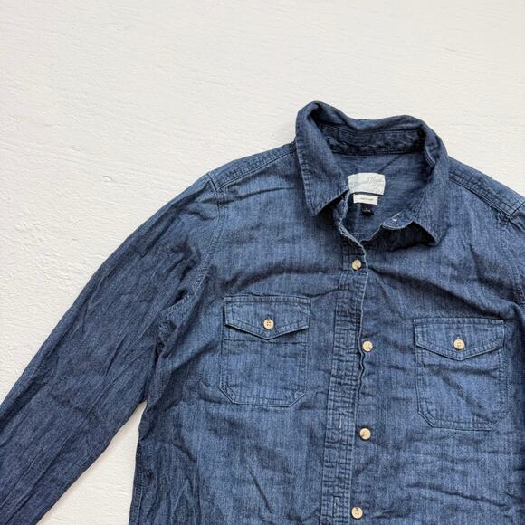 Universal Thread Denim Labette Shirt Blue Button Up Long Sleeve, Size Small - Picture 2 of 6